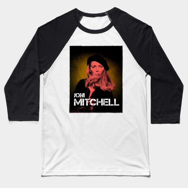 Joni Mitchell // 1970s Fan Art Design Baseball T-Shirt by instri